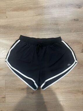ALO Yoga Black Athletic Shorts with White Trim